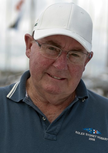 Tony Cable on the boom of DUENDE, the TP52 on which Cable is to sail his 46th Sydney-Hobart race. ©  Rolex/ Kurt Arrigo http://www.regattanews.com